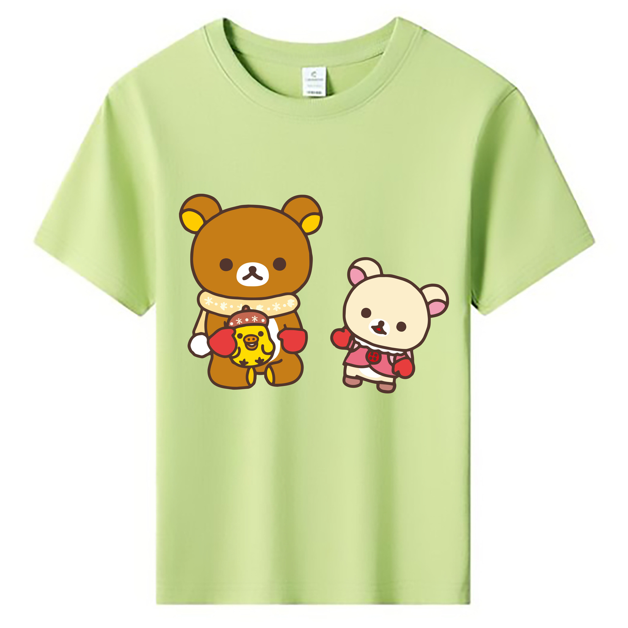 （画像用） リラックマ リラックマ キイロイトリ Rilakkuma Korilakkuma Kiiroitori 綿100％キッズTシャツ（フロントプリント）